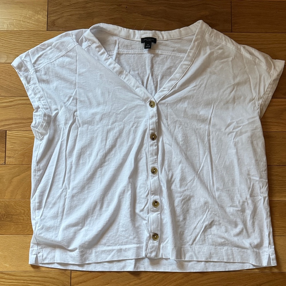Ann Taylor Factory Ivory Button-Down Shirt